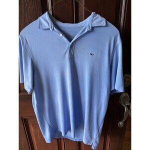 Vineyard Vines Shirt Mens L Blue Performance Golf Polo Stretch Whale